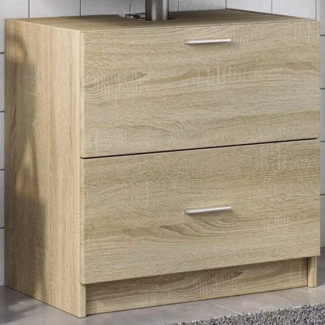 Berkfield Home Sonoma Oak Sink Cabinet in Light Tan, W/D/H: 59 x 37 x 59 cm – 1