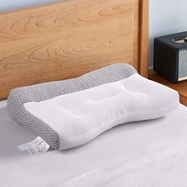 Livingandhome Ergonomic Anti-Traction Pillow for Back and Side Sleepers in White and Grey