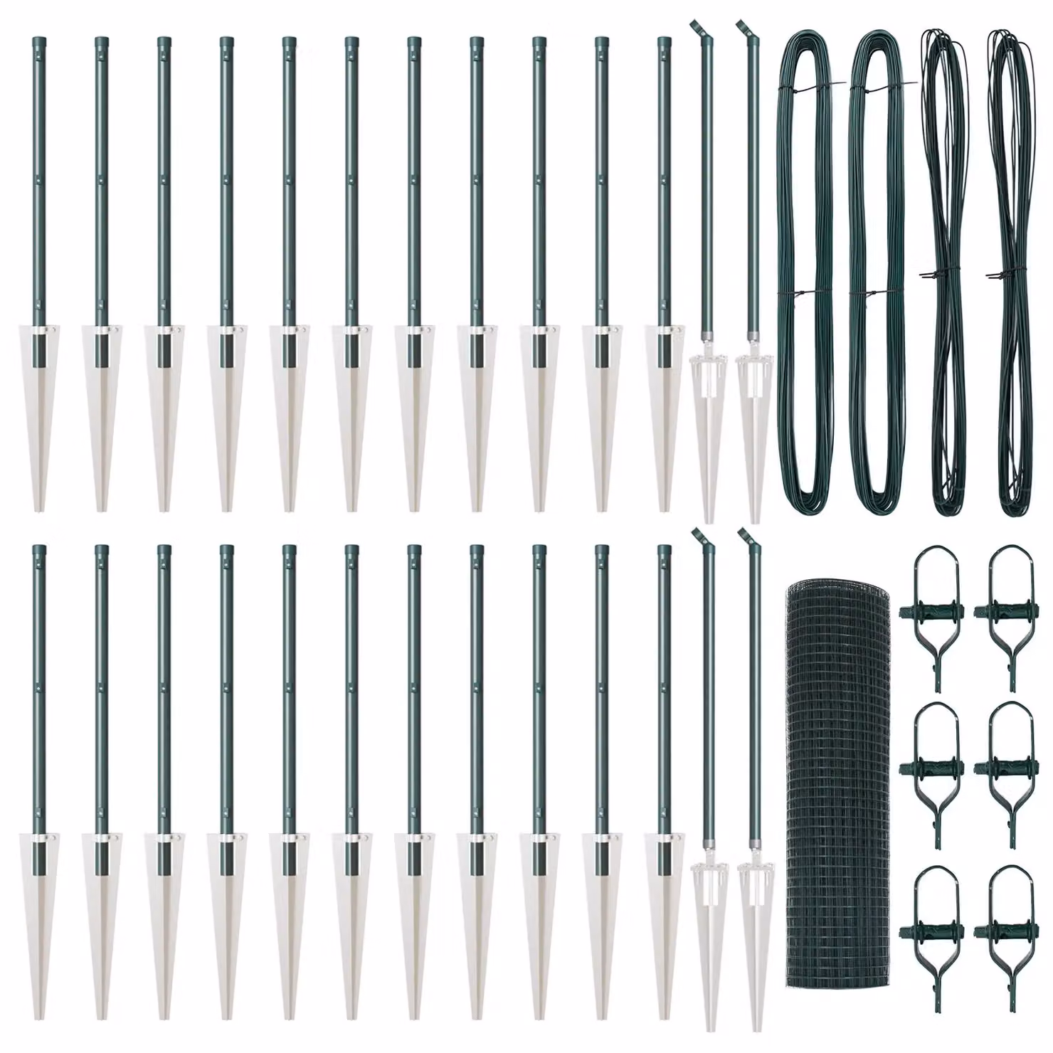 Berkfield Home Green Steel Welded Wire Fence with 13 Round Spike Posts, 1 x 50 m – 2