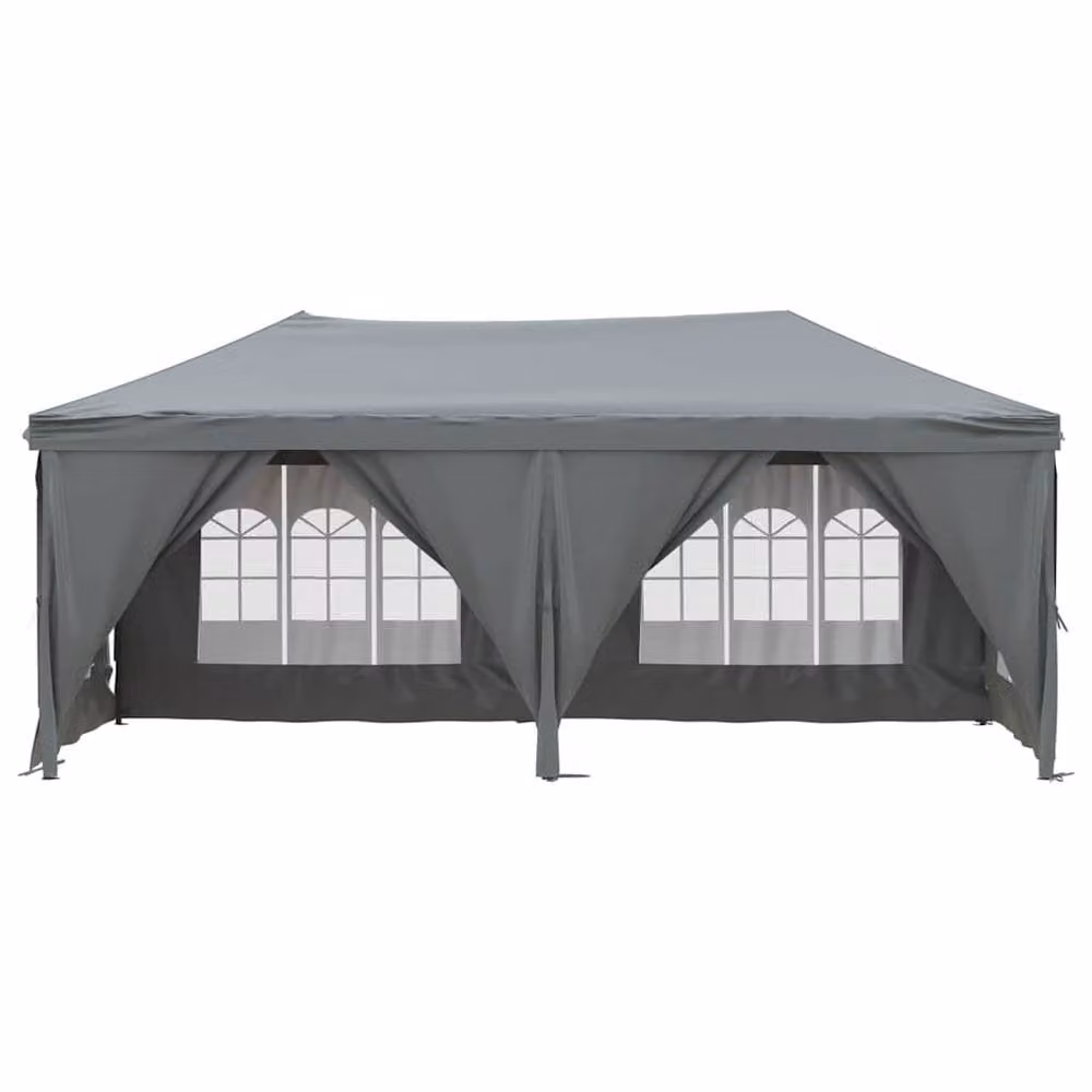 Berkfield Home Folding Party Tent with Sidewalls and Windows, Anthracite Grey, W: 6 m, D: 3 m, H: 2.45 m – 3