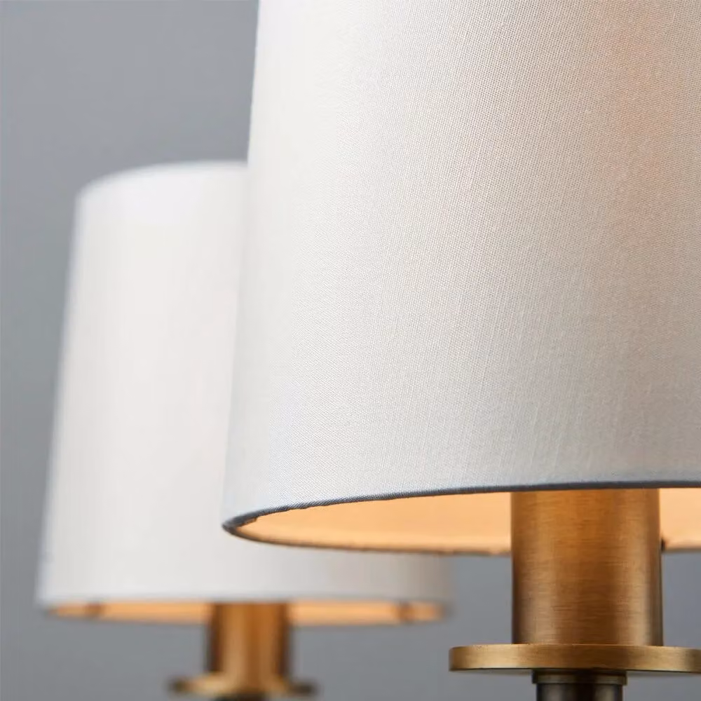 Loops 3-Bulb Multi Light Ceiling Pendant Chandelier in Antique Brass and White – 2