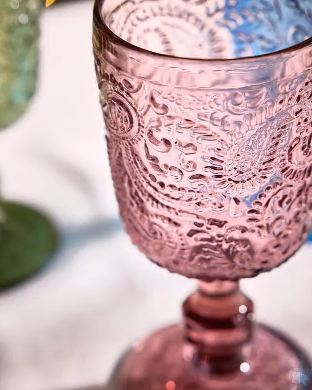 Dibor Set of 2 Pink Luxury Glass Wine Goblets, 300ml per glass – 4