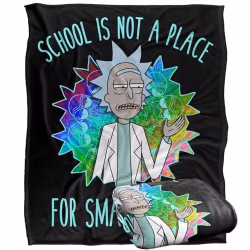 LOGOVISION Rick and Morty School Silky Touch Super Soft Fleece Throw Blanket, Multicolour, W: 127 cm x D: 152.4 cm – 1