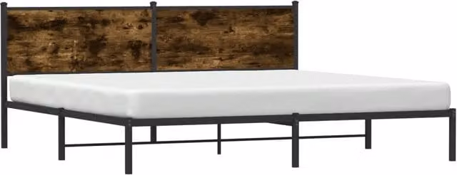 Berkfield Home Metal and Oak Bed Frame in Brown, W/D/H: 200 x 91.5 x 206 cm – 1