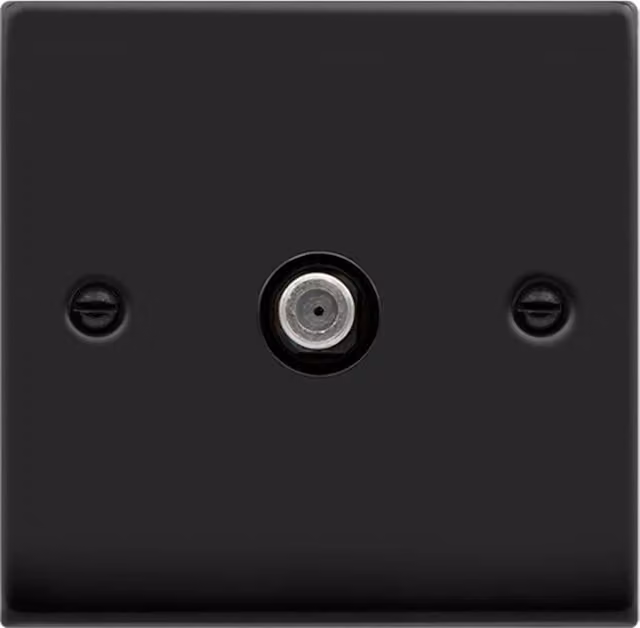 SE HOME Black 1 Gang Flush Plate Satellite Socket