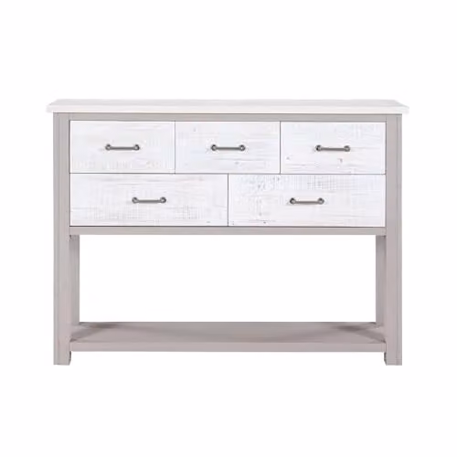 baumhaus Greystone Lacquered Grey Wood and Metal Sideboard/Console Table W/D/H: 134 x 98 x 36 cm – 1
