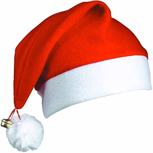 SHATCHI 12-Piece Deluxe Christmas Santa Caps with Bells in Red and White