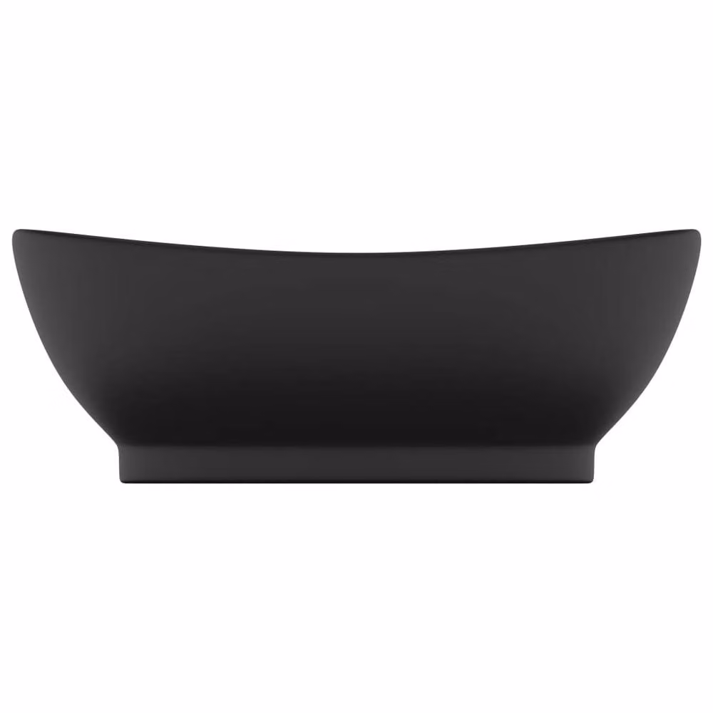 Berkfield Home Luxury Oval Ceramic Countertop Basin with Overflow in Matt Black, W: 58.5 cm, D: 39 cm – 3