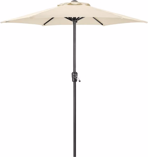 Christow Garden Parasol Umbrella in Beige and Yellow with Steel Frame and Polyester Canopy, Height: 240 cm