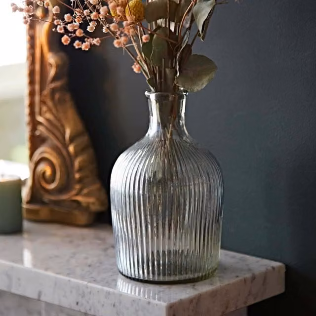 Paper High Small Transparent Rippled Glass Bottle Vase – 1