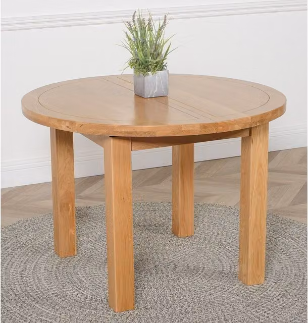 Thats Furniture Edmonton Extendable Round Solid Oak Dining Table, Brown