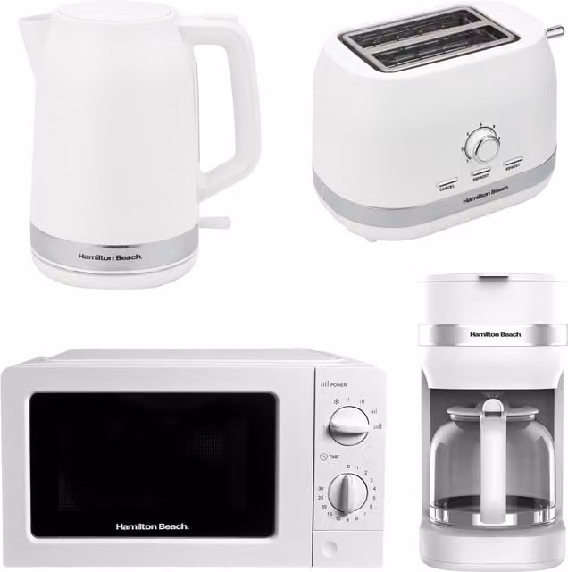 Hamilton Beach White Kitchen Bundle with Glass and Plastic Components