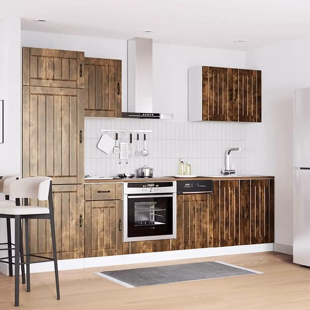 Berkfield Home Kalmar 7 Piece Kitchen Cabinet Set in Smoked Oak Brown – 2