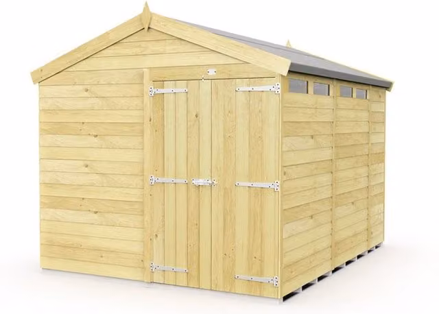 Buttercup Farm Apex Security Shed with Double Doors in Brown, W231 x D329 x H217 cm
