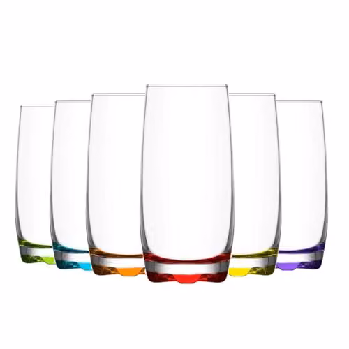 LAV Adora Multicolour Highball Glass Tumbler Set, 390ml, Pack of 6 – 1