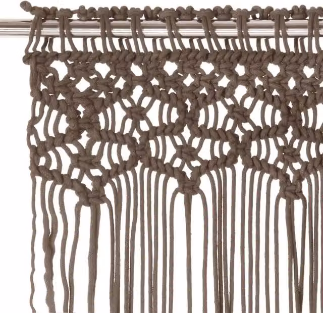 Berkfield Home Macrame Cotton Curtain in Taupe, W/H: 140 x 240 cm