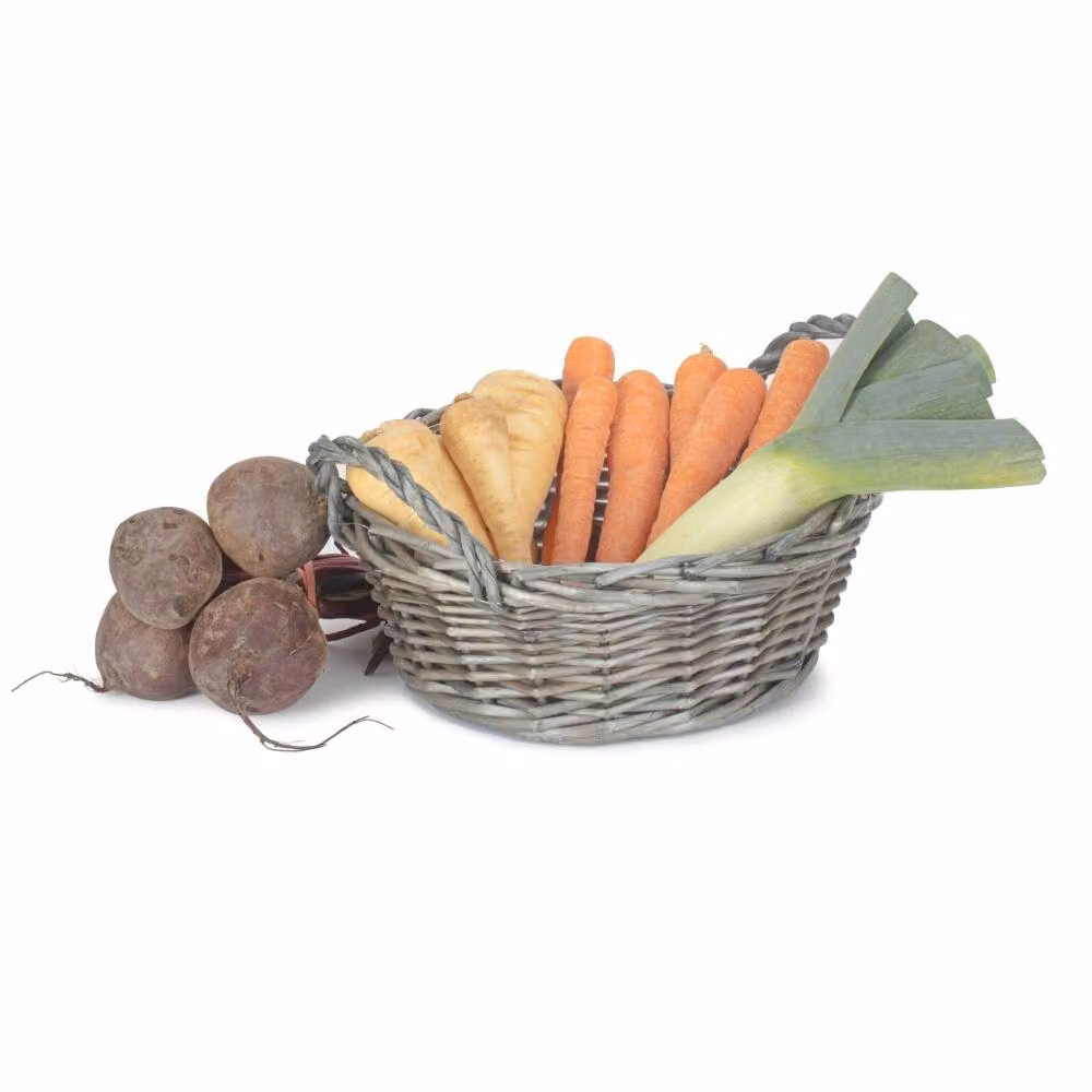 Red Hamper Small Round Antique Wash Display Tray in Grey with Handles – 3