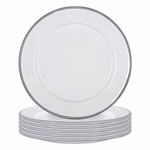 Argon Tableware Enamel Side Plates, Grey, Set of 6, Diameter: 20 cm – 1