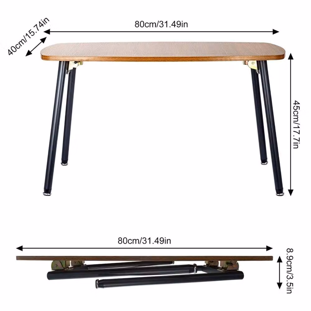 VOGREX Rustic Brown Foldable Wooden Coffee Table, W/D: 60.96 x 60.96 cm – 2