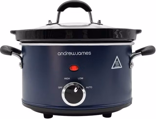 Andrew James Premium Slow Cooker with Auto Shut-off, Blue, 1.5L – 1