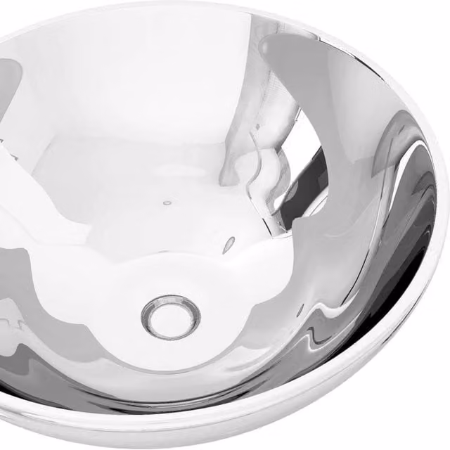 Berkfield Home Charming Round Ceramic Wash Basin in Silver, W: 32.5 cm, D: 14 cm, H: 14 cm