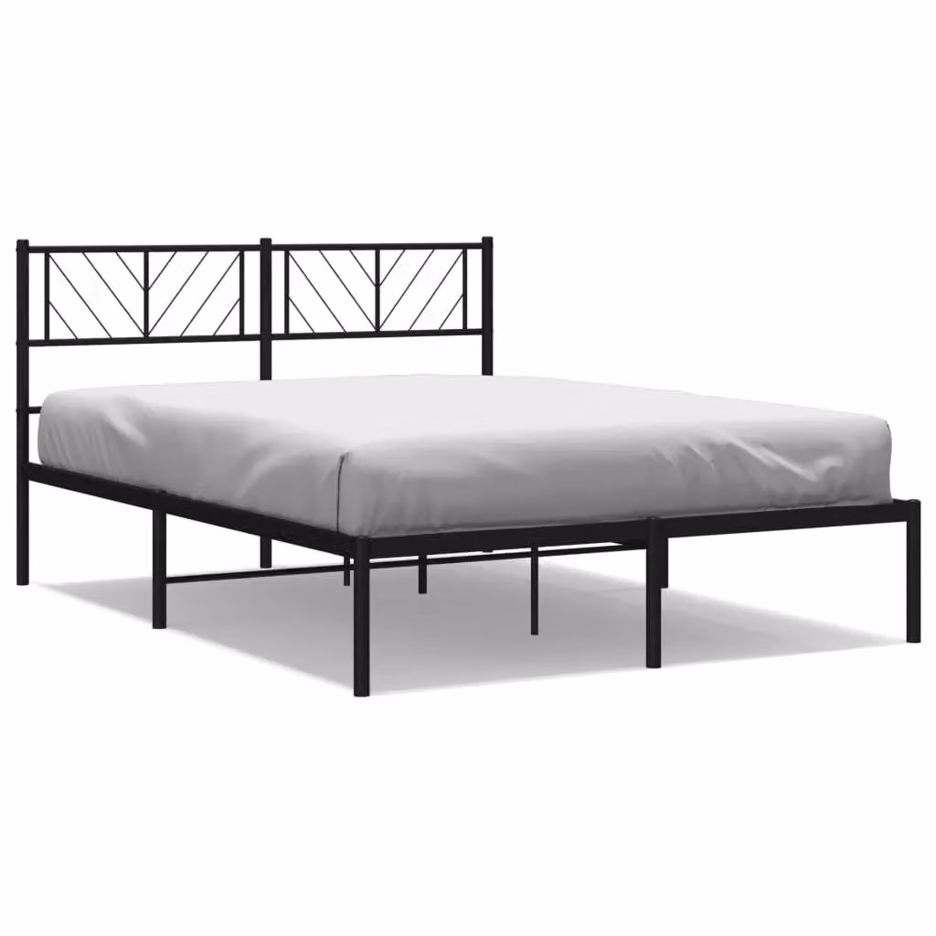 Berkfield Home Metal Bed Frame with Headboard, Black, W: 140 cm, L: 200 cm – 2