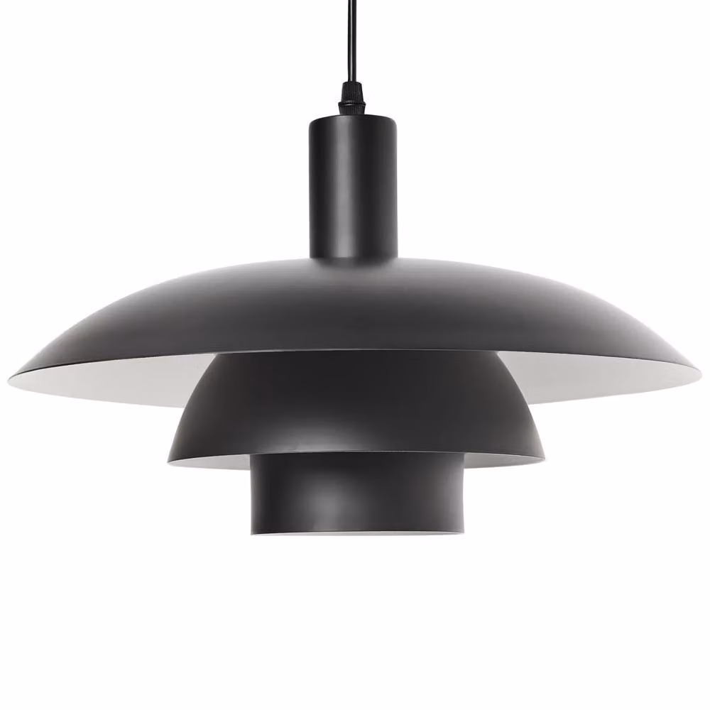 Wyld and Coco Mid-Century Style Matte Black Metal Tiered Dome Pendant Lamp – 2