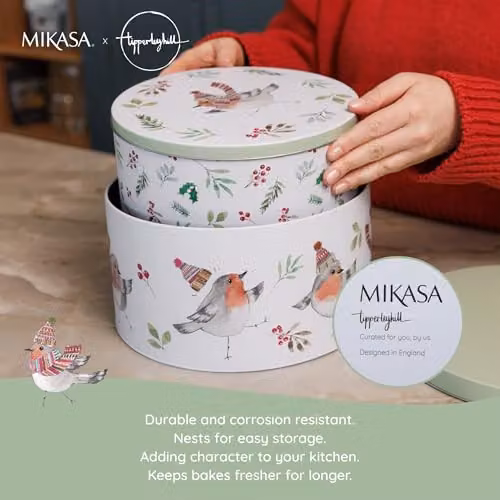 Mikasa TipperleyHill Robin Cake Tins, Set of 2, White – 3