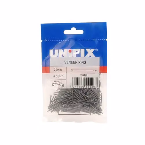 Unifix Bright Veneer Pins, 20mm, 50g Bag, Box of 5 in Silver – 2