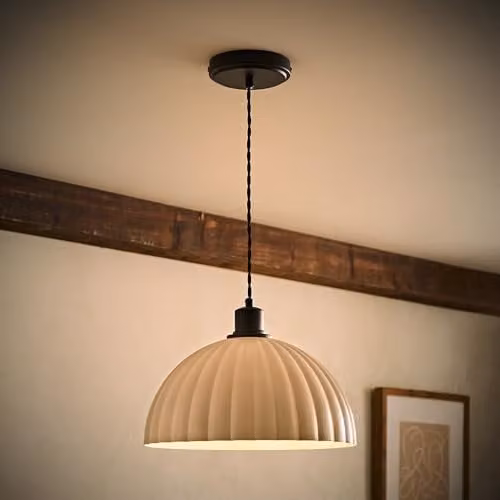 ValueLights Bourton Vintage Dome Pendant Ceiling Light in Black and Gold/Brass – 2