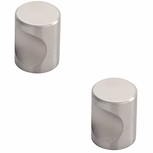 Loops 2 Pack Brushed Stainless Steel Cylindrical Cupboard Door Knobs in Silver