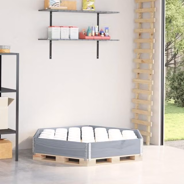 Berkfield Home Hexagon Raised Bed in Grey Solid Wood and Galvanised Steel, 160 x 160 cm