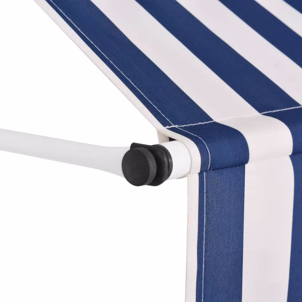 Berkfield Home Manual Retractable Awning, Blue and White Stripes, Width: 300 cm – 2