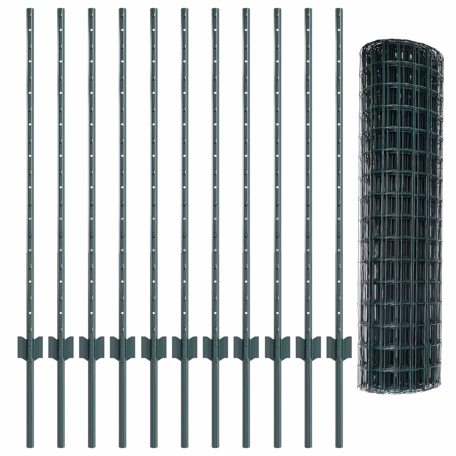 Berkfield Home Garden Fence Set of 2, Green Powder-Coated Steel, W: 25 m, H: 1 m – 3
