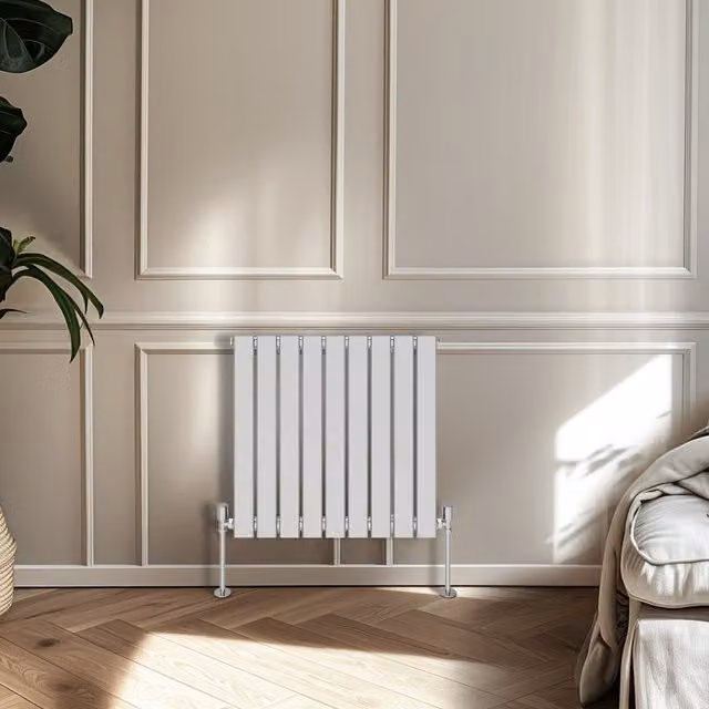 Flat Panel Horizontal Single Panel Radiator in Chrome, Height: 61.2 cm