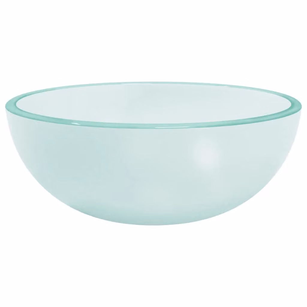 Berkfield Home Round Tempered Glass Countertop Basin in Beige, W: 30 cm, D: 30 cm, H: 12 cm