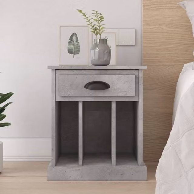 Berkfield Home Bedside Cabinet in Concrete Grey, W/D/H: 43 x 36 x 50 cm