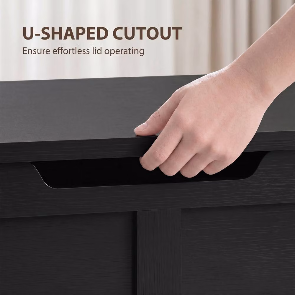 STILVORA Black Modern Storage Chest with Safety Hinges and Seat Top, W/D/H: 161 x 45 x 40 cm – 7