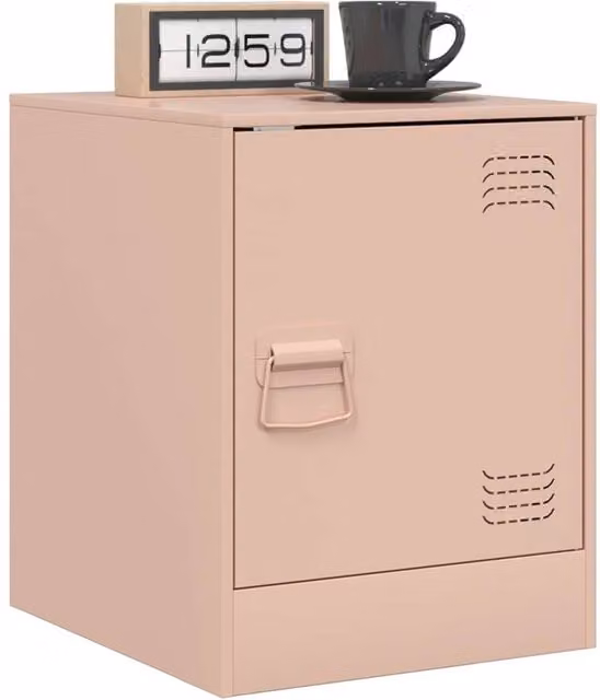Berkfield Home Set of 2 Stylish Pink Metal Bedside Cabinets, W: 34.5 cm, D: 39 cm, H: 44 cm