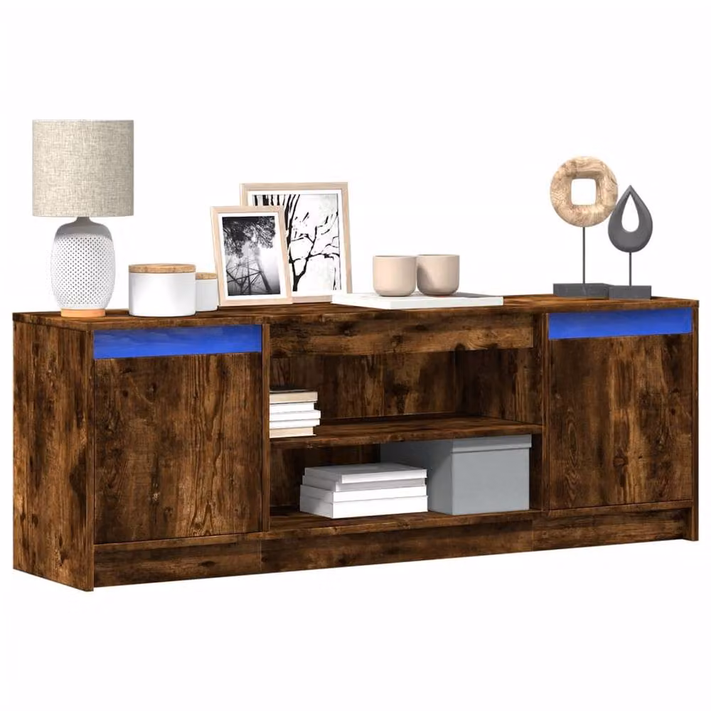 Berkfield Home Modern TV Cabinet with Integrated LED Lighting in Smoked Oak Brown, W: 139.5 cm, D: 34 cm, H: 50 cm – 2