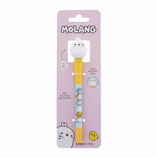 Blueprint Collections Molang Spinny Pen with Spinning Top and Highlighter in Yellow and Multicolour – 1