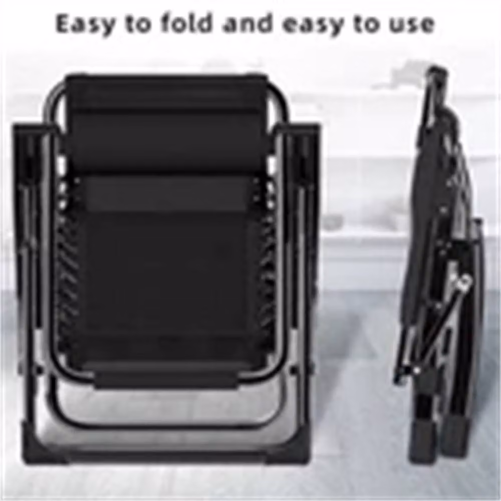 Nordara 2 Pack Heavy Duty Zero Gravity Chairs in Black with Armrests and Cup Holders – 4