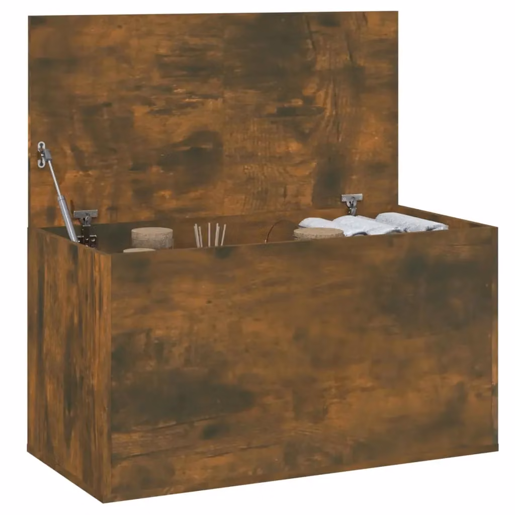 Berkfield Home Smoked Oak Storage Chest in Brown, W/D/H: 84 x 42 x 46 cm – 3
