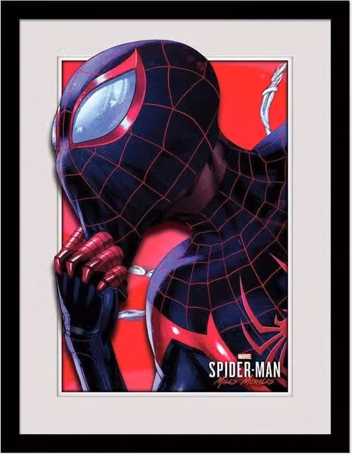 Spider-Man Miles Morales Breakout Framed Paper Poster in Red