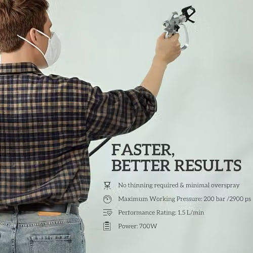 HOMCOM Airless Paint Sprayer with 200 Bar High Pressure and Adjustable Spray Pattern in Dark Blue – 4