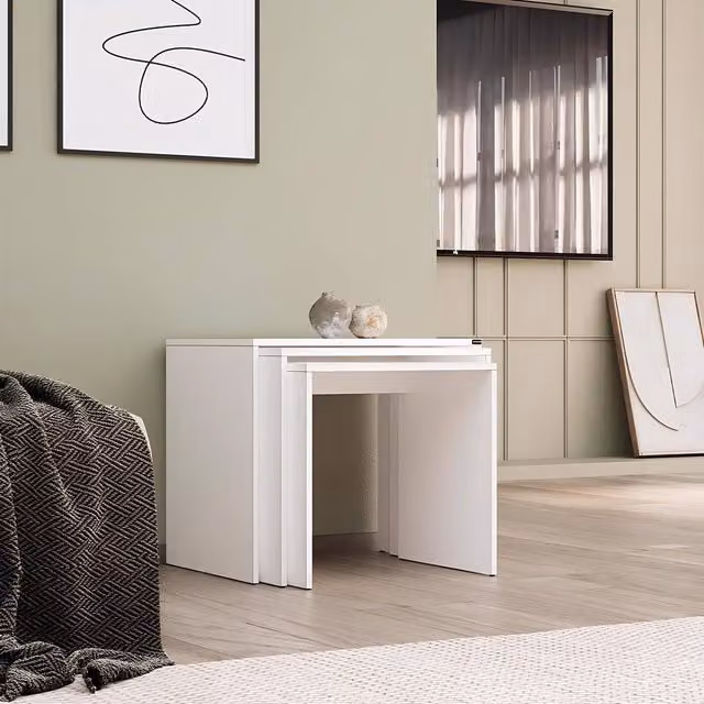FWStyle Nest of 3 Matt White Scratch Resistant Tables – 1