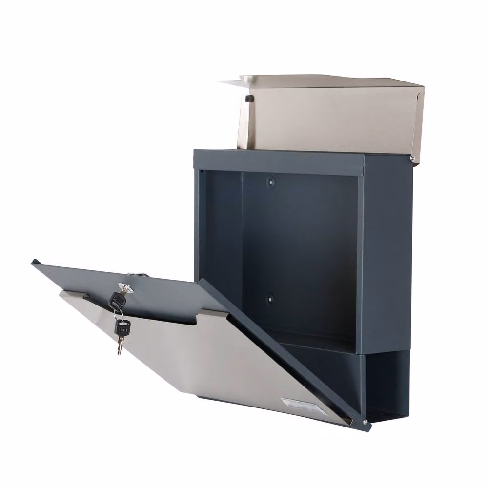 Phoenix Safe Company Estilo MB0123KS Top-Loading Stainless Steel Wall-Mounted Letter Box with Key Lock in Metallic Silver, H: 37.0 cm, W: 105.0 cm, D: 105.0 cm – 2