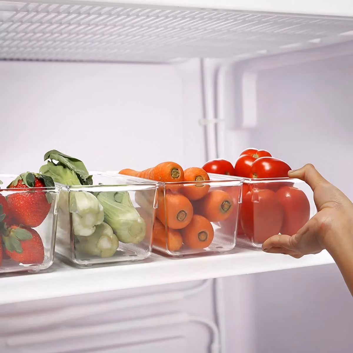 LIVIVO Set of 3 Transparent Plastic Stackable Storage Organisers, W: 25.7 cm, D: 15.3 cm, H: 13.5 cm – 2