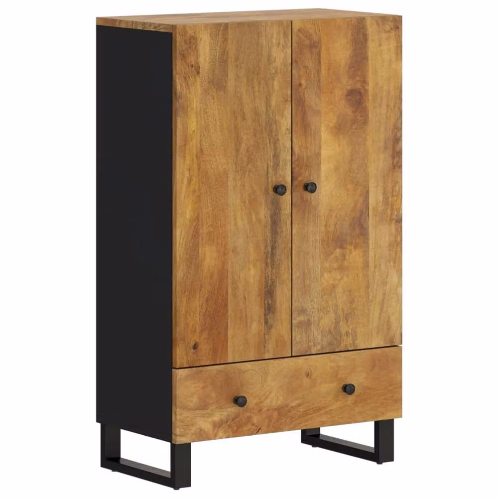 Berkfield Home Industrial Highboard with Drawer, Brown Mango Wood and Iron, W/D/H: 60 x 33 x 100 cm – 2