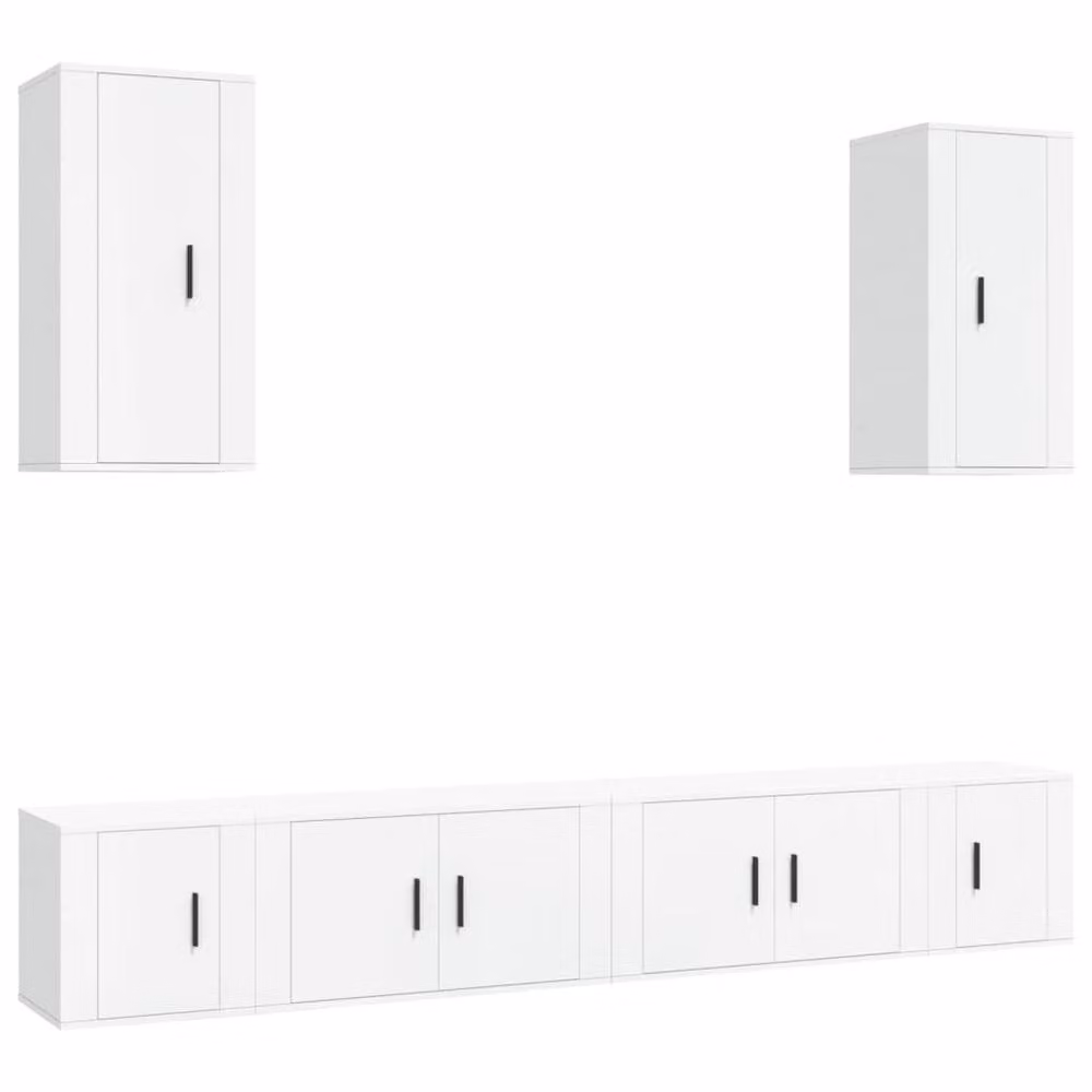 Berkfield Home Classic 6 Piece White Engineered Wood TV Cabinet Set – 2